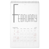 Minimalistisch grijs en wit kalender (Feb 2026)