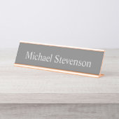 Minimalistisch grijs modern bureau naambordje (Voorkant)