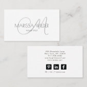 Minimalistisch grijs monogram visitekaartje (Voorkant / Achterkant)