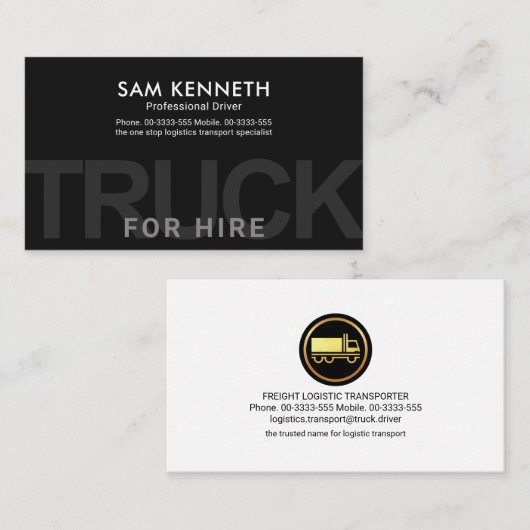 Minimalistisch grijs Oversize vrachtwagensignaal Visitekaartje (Voorkant / Achterkant)