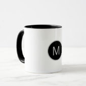 Minimalistisch grijs zwarte ronde monogram Mok (Voorkant links)