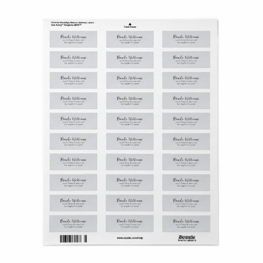 Minimalistisch grijze linnen textuur, wit script etiket (Full Sheet)