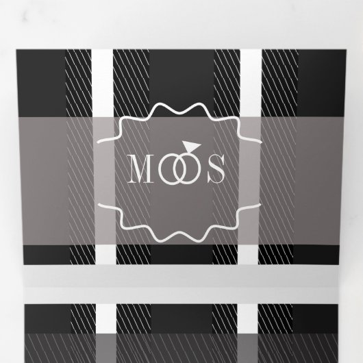 Minimalistisch Grijze Ring Logo bruiloft Drieluik Uitnodiging (Binnenzijde eerst)