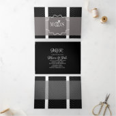 Minimalistisch Grijze Ring Logo bruiloft Drieluik Uitnodiging (Binnen)