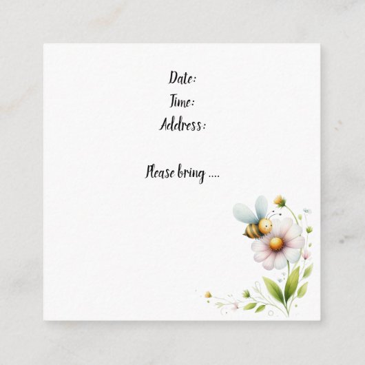 Minimalistisch grillig bijen Baby shower Informatiekaartje (Achterkant)