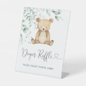 Minimalistisch groen Beer luier Raffle Reclamebord Met Voetstuk (Voorkant)