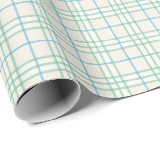 Minimalistisch groen & blauw rasterpatroon Inpakpa Cadeaupapier