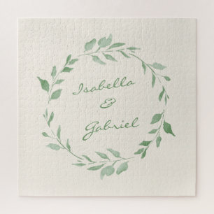 Minimalistisch Groen Botanisch Wreatsaangepast Legpuzzel