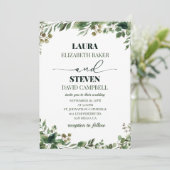 Minimalistisch groen Elegante bruiloft Kaart (Staand voorkant)