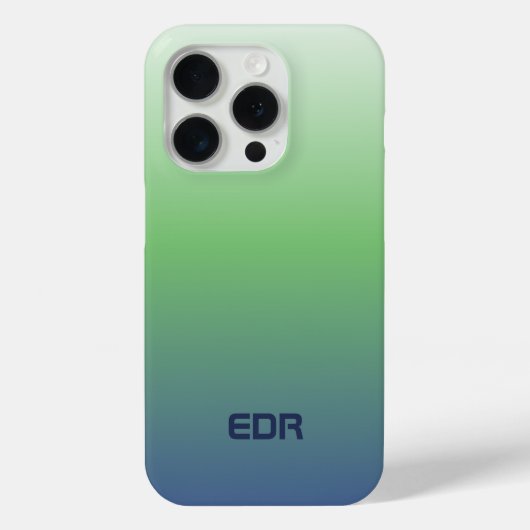 Minimalistisch groen en blauw gradiëntmonogram Case-Mate iPhone case (Achterkant)