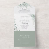 Minimalistisch groen eucalyptus bruiloft all in one uitnodiging (Binnen)