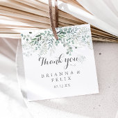 Minimalistisch groen eucalyptus bruiloft bedankjes labels