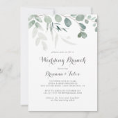 Minimalistisch groen Eucalyptus bruiloft brunch Kaart (Voorkant)