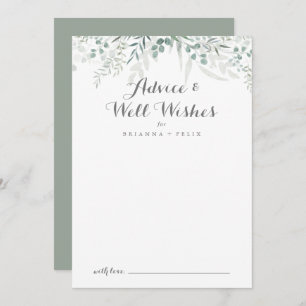 Minimalistisch groen eucalyptus bruiloft goed wens advieskaart