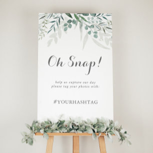 Minimalistisch groen eucalyptus bruiloft oh snap poster