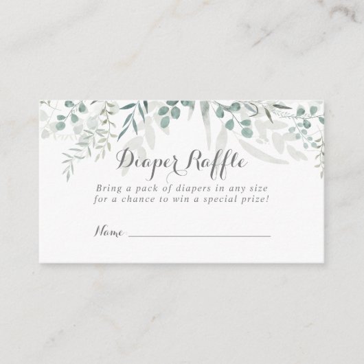 Minimalistisch groen Eucalyptus Diaper over afleet Informatiekaartje (Voorkant)