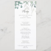 Minimalistisch groen Eucalyptus diner Menu (Voorkant)