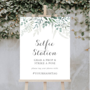 Minimalistisch groen Eucalyptus Selfie Station Tek Poster