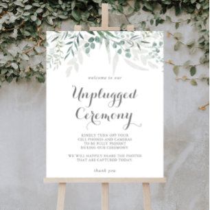 Minimalistisch groen eucalyptus unplugged ceremoni poster