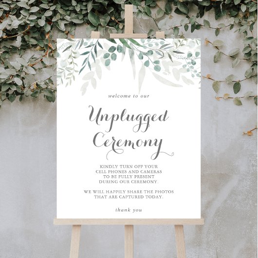 Minimalistisch groen eucalyptus unplugged ceremoni poster