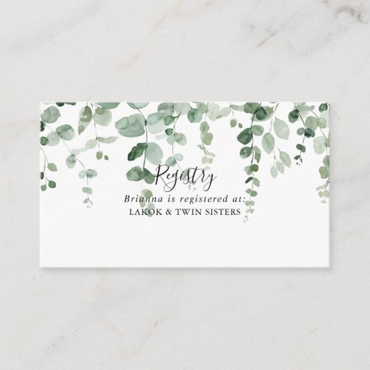 Minimalistisch Groen Eucalyptus Wedding Gift Regis Informatiekaartje (Voorkant)