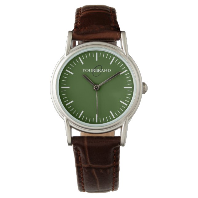 Minimalistisch groen gezicht aangepast monogram vr horloge (Voorkant)