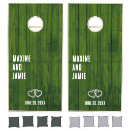 Minimalistisch groen hout bruiloft Monogram Cornho