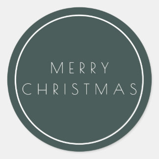 Minimalistisch groen kerst-kersttypografie ronde sticker