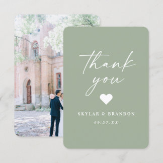 Minimalistisch groen lentes met vaste kleuren bedankkaart