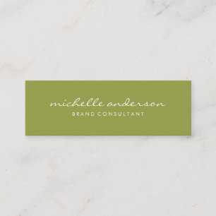 Minimalistisch groen met cursieve tekst mini visitekaartje