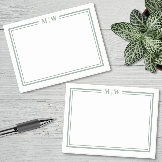 Minimalistisch groen monogram post-it® notes
