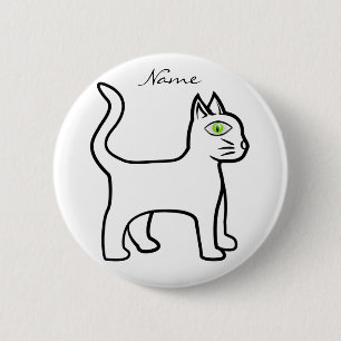 Minimalistisch groen-oog kat Thunder_Cove Ronde Button 5,7 Cm