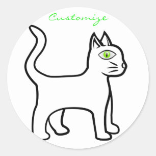 Minimalistisch groen-oog kat Thunder_Cove Ronde Sticker