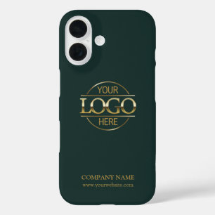 Minimalistisch groen promotioneel bedrijfslogo iPhone 16 hoesje