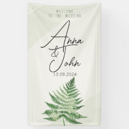 Minimalistisch groen varen-huwelijksbord spandoek