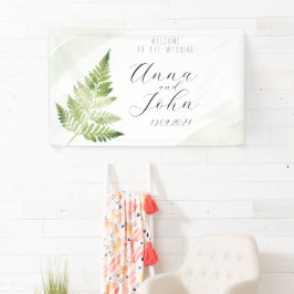 Minimalistisch groen varen-huwelijksbord spandoek