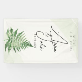 Minimalistisch groen varen trouwbord spandoek