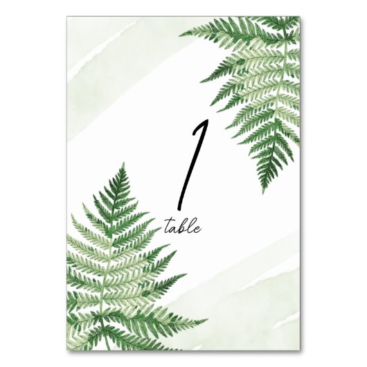 Minimalistisch groen varentafelnummer kaart (Voorkant)