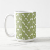 Minimalistisch groen-wit monogram koffiemok (Links)