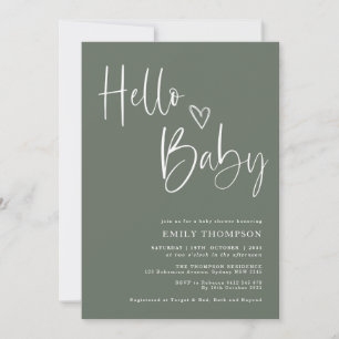 Minimalistisch groen wit neutraal Baby shower Kaart