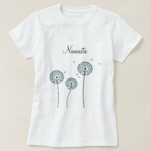 Minimalistisch Groen Wit Paardebloem Yoga Namaste T-shirt