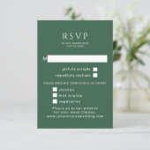Minimalistisch. Groene bruiloft RSVP Met Maaltijd (Staand voorkant)