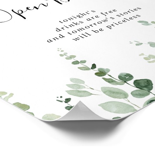 Minimalistisch Groene Eucalyptus Weddenschap Open  Poster (Hoek)