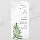 Minimalistisch Groene Varen Bruiloft Menu (Voorkant / Achterkant)