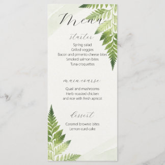 Minimalistisch Groene Varen Bruiloft Menu