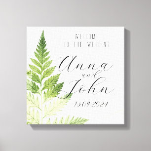 Minimalistisch Groene Varen Trouwteken Canvas Afdruk