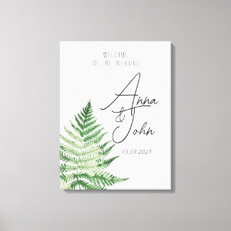 Minimalistisch Groene Varen Trouwteken Canvas Afdruk