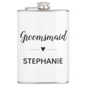 Minimalistisch Groomsmaid met naam script bruiloft Heupfles (Voorkant)