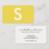 Minimalistisch groot monogram/geel visitekaartje (Voorkant / Achterkant)