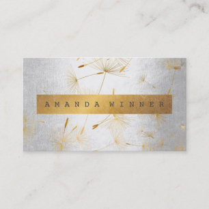 Minimalistisch Grungy Gold Dandelion Confetti Silv Visitekaartje